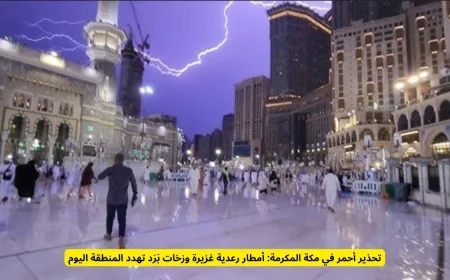 أمطار رعدية غزيرة وزخات بَرَد تهدد مكة المكرمة: تحذير أحمر اليوم