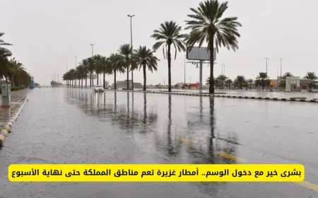 أمطار غزيرة تبارك المملكة مع بداية الوسم وتستمر حتى نهاية الأسبوع