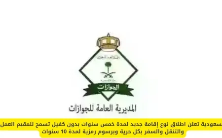 السعودية تطلق إقامة جديدة لمدة 5 سنوات بدون كفيل مع حرية العمل والتنقل والسفر برسوم رمزية لعشر سنوات