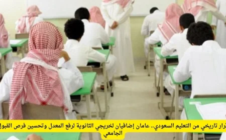 التعليم السعودي يطلق قرارًا تاريخيًا بمنح خريجي الثانوية عامين لزيادة المعدل وتحسين فرص القبول الجامعي
