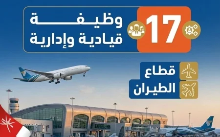 فرص عمل مميزة في مطارات عُمان 2026 | 17 وظيفة قيادية وإدارية في مجال الطيران