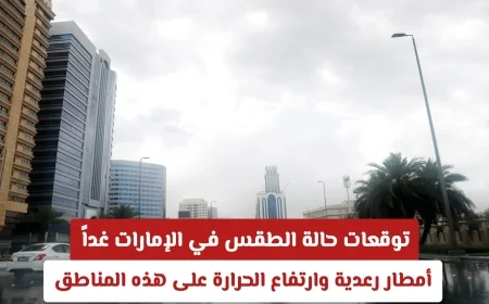 توقعات الطقس في الإمارات غداً: أمطار رعدية وارتفاع في الحرارة بمناطق معينة