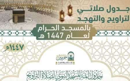 جدول التراويح والتهجد في رمضان 1447هـ: التفاصيل الرسمية للشؤون الدينية بالحرمين الشريفين والمسجد النبوي