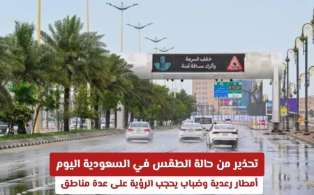 توقعات الطقس في السعودية اليوم: أمطار رعدية وضباب يعيق الرؤية في عدة مناطق