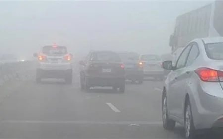 شبورة كثيفة تؤدي إلى غلق الطريق الإقليمي بالمنوفية أمام السيارات