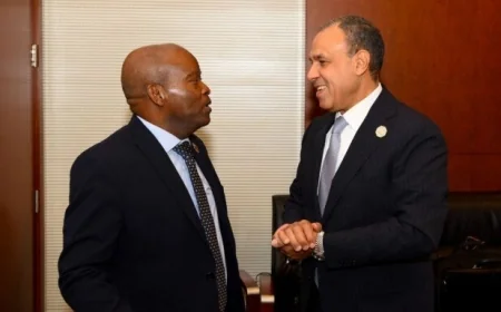 وزير الخارجية يجتمع مع مفوض الاتحاد الإفريقي للزراعة والتنمية الريفية والاقتصاد الأزرق لتحقيق التنمية المستدامة