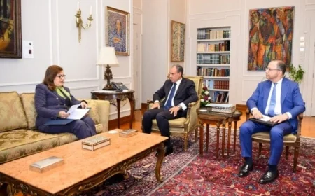 لقاء وزاري هام بين وزير الخارجية ومستشارة رئيس الجمهورية للشئون الاقتصادية ومستشار الجامعة الأمريكية بالقاهرة