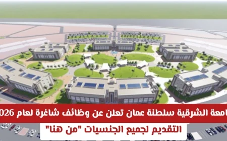 فرص وظيفية شاغرة بجامعة الشرقية في سلطنة عمان لعام 2026 متاحة لكل الجنسيات التقديم من هنا