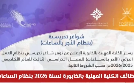 اكتشف فرصتك الذهبية للتوظيف في الكلية المهنية بالخابورة لعام 2026 بنظام الساعات