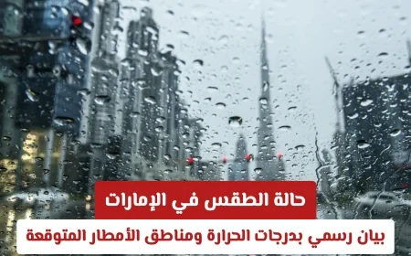 توقعات الطقس في الإمارات: درجات الحرارة وأماكن سقوط الأمطار المتوقعة اليوم
