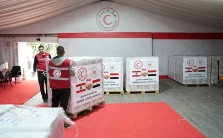 الهلال الأحمر المصري ينقل 1000 طن من المساعدات الإنسانية إلى لبنان