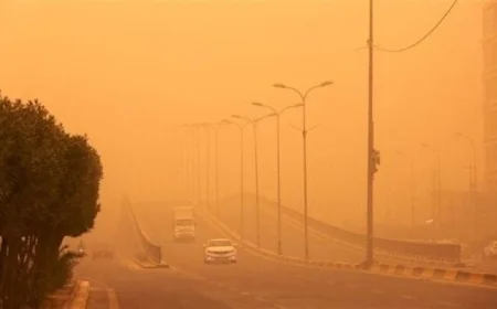 تحذير من الأرصاد حول خطر العاصفة الترابية وتأثيرها على الرؤية والرياح