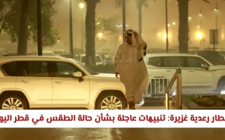 تنبيهات عاجلة حول أمطار رعدية غزيرة في قطر والمناطق المتأثرة اليوم