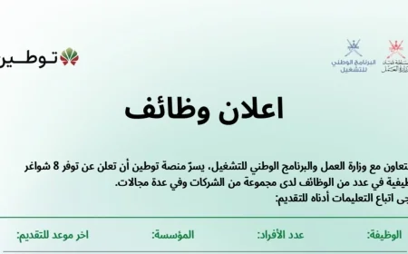 وظائف شاغرة للعمانيين 2026: منصة توطين تكشف عن فرص عمل جديدة في سلطنة عمان