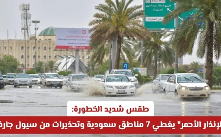 طقس خطير للغاية: الإنذار الأحمر يشمل 7 مناطق سعودية وتحذيرات من سيول مدمرة