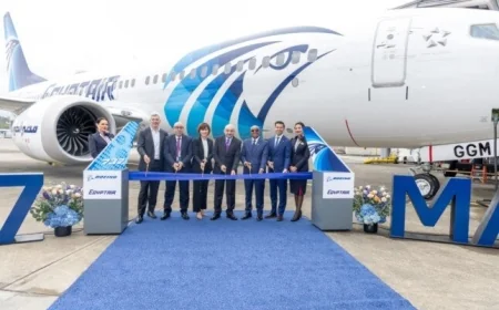 مصر للطيران تحقق إنجازا جديدا بتسلم أول طائرة بوينج B737-8Max من 18 طائرة قادمة