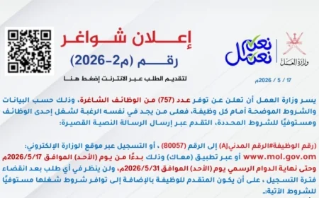 فتح التسجيل في وظائف وزارة العمل في سلطنة عمان 2026 لجميع المؤهلات اعرف كيفية التقديم الآن