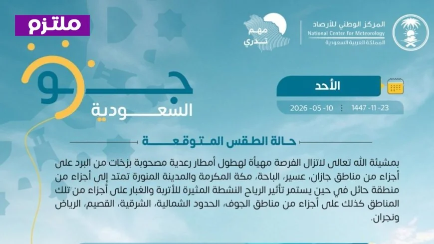 الأرصاد السعودية تطلق تحذيراً من تقلبات جوية وأمطار رعدية تضرب مناطق واسعة – اكتشف المناطق المتأثرة