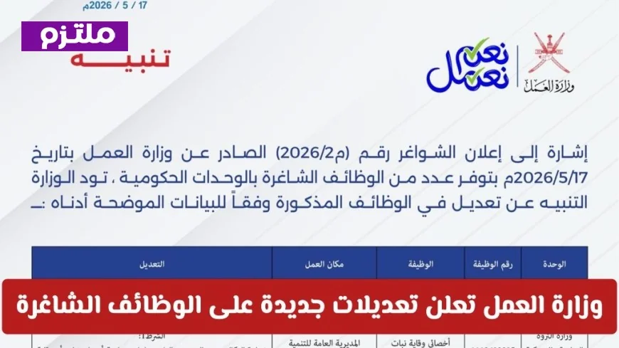 وزارة العمل في سلطنة عمان تكشف عن تعديلات جديدة على الوظائف الشاغرة بشروط ميسرة وتخصصات مطلوبة تفتح فرصًا للمستقبل