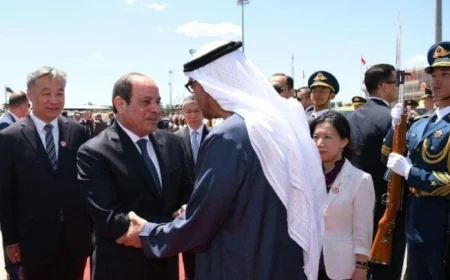الرئيس السيسي يرحب بنظيره الإماراتي في مطار العلمين لتعزيز العلاقات الثنائية