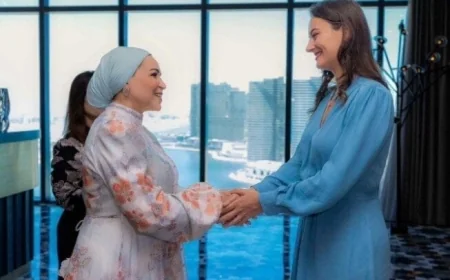 السيدة انتصار السيسي تلتقي بالسيدة الأولى لجمهورية الجبل الأسود ميلينا ميلاتوفيتش في زيارة رسمية