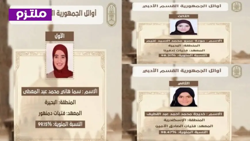 أوائل الشهادة الثانوية الأزهرية الأدبية لعام 2023 تعرف على الأسماء المميزة