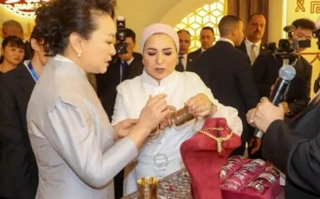 قرينة الرئيس السيسي تستقبل زوجة الرئيس الصيني في زيارة مميزة لمصر