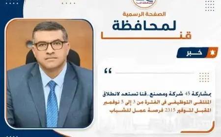 قنا تنظم الملتقى التوظيفي لتقديم 2315 فرصة عمل للشباب في 3 نوفمبر