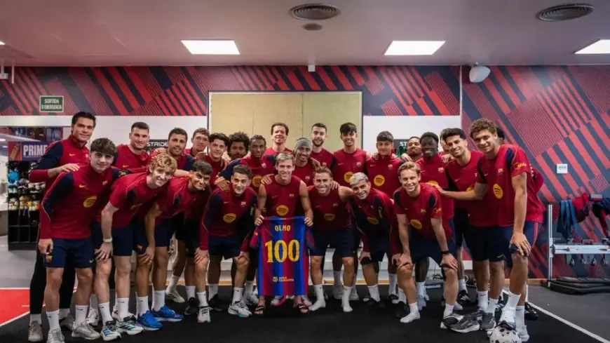 حمزة عبد الكريم ينضم لنجوم برشلونة في الاحتفال بإنجاز الأسطورة داني أولمو